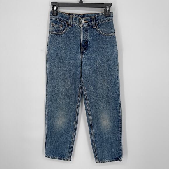 Levi's 31350-0289 VINTAGE Black Batwing Straight Leg Blue Denim Jeans Boys Sz 10 - Picture 1 of 12